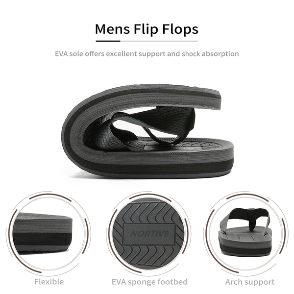 Men's Slip-On Canvas Flip Flops - DARK GREY - 5